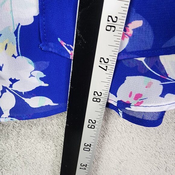 Women's Worthington Woman Floral Print Chiffon Blouse Sheer V Neck 3/4 Sleeve 1X - Picture 11 of 12